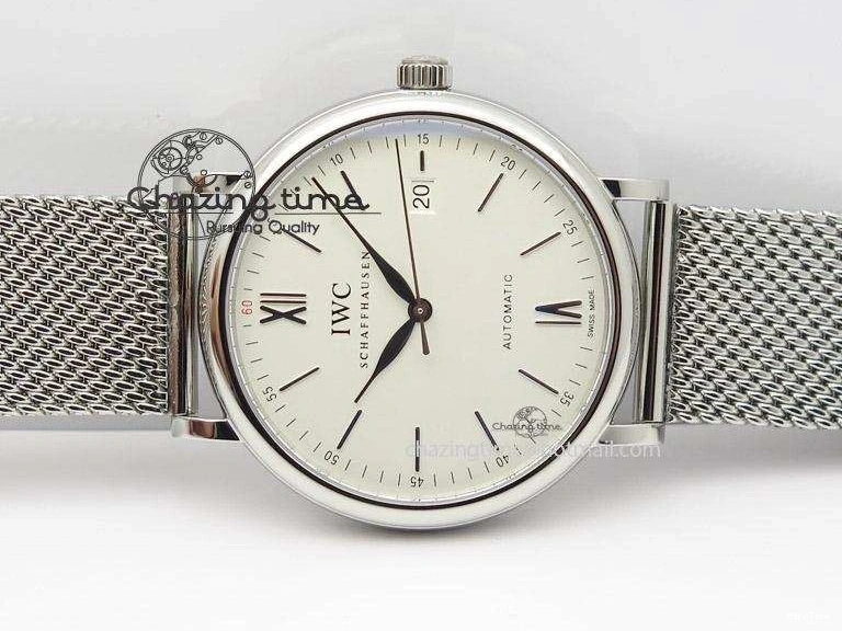 MIROTIME 0130 Portofino SCHAFFHAUSEN SS MKF 1:1 Best Edition White Dial On Mesh Bracelet A TravelReady 7341